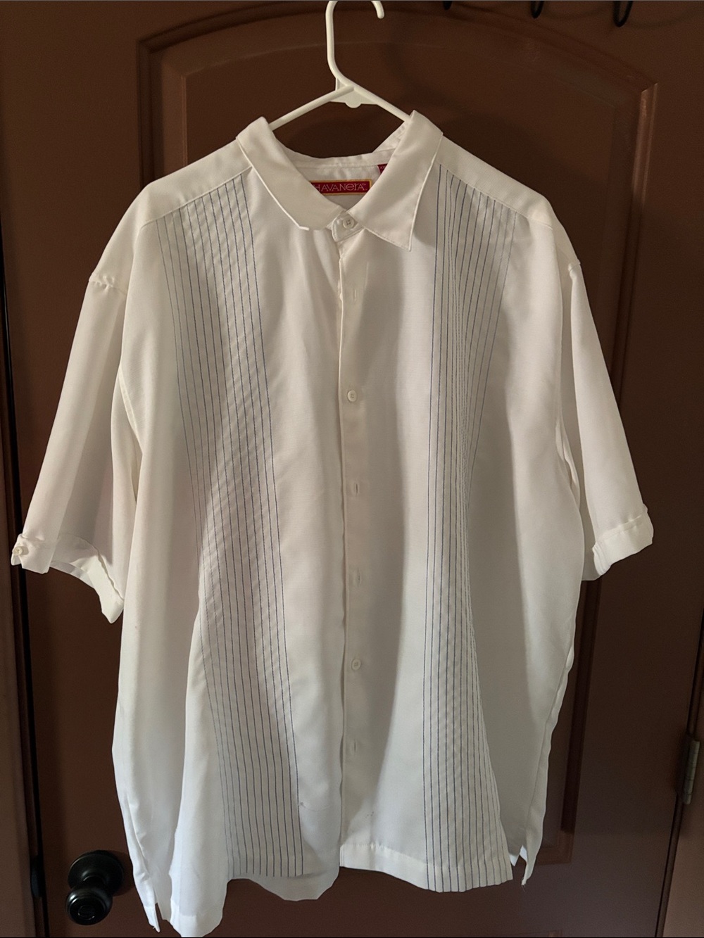 White Short-Sleeve Guayabera Shirt
